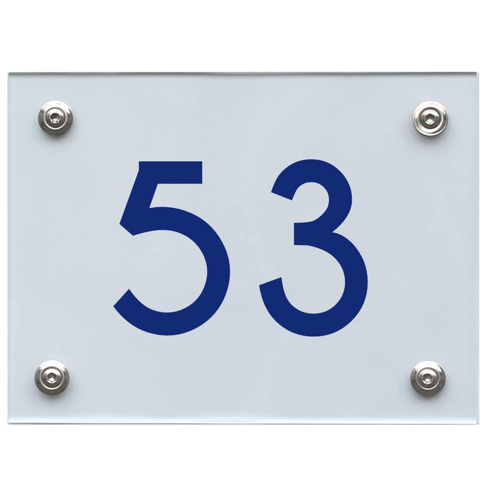 Hausnummernschild 53 blau