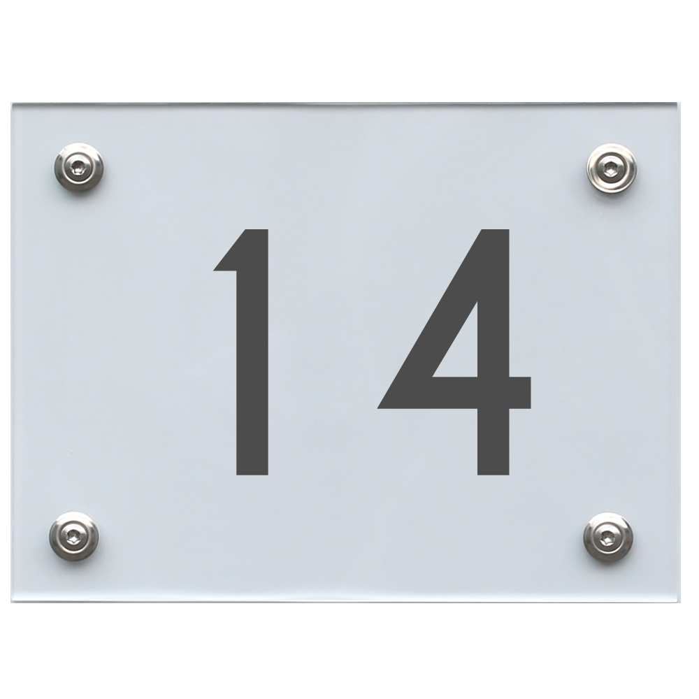 Hausnummernschild 14 dunkelgrau