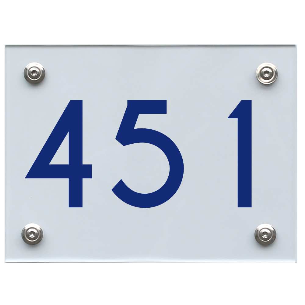 Hausnummernschild 451 blau