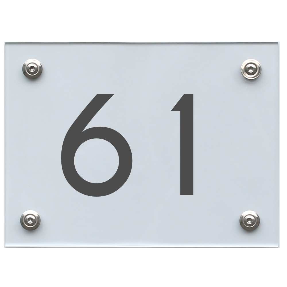 Hausnummernschild 61 dunkelgrau