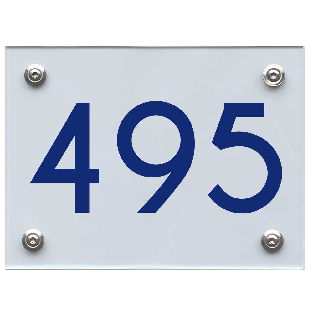 Hausnummernschild 495 blau