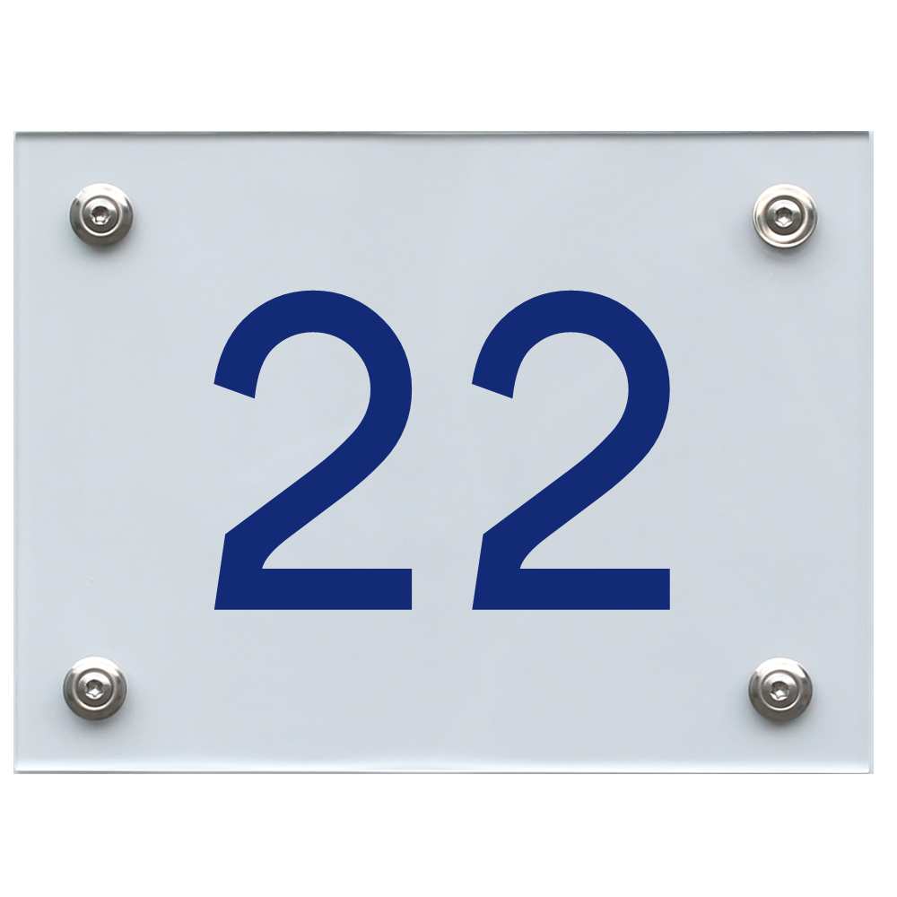 Hausnummernschild 22 blau