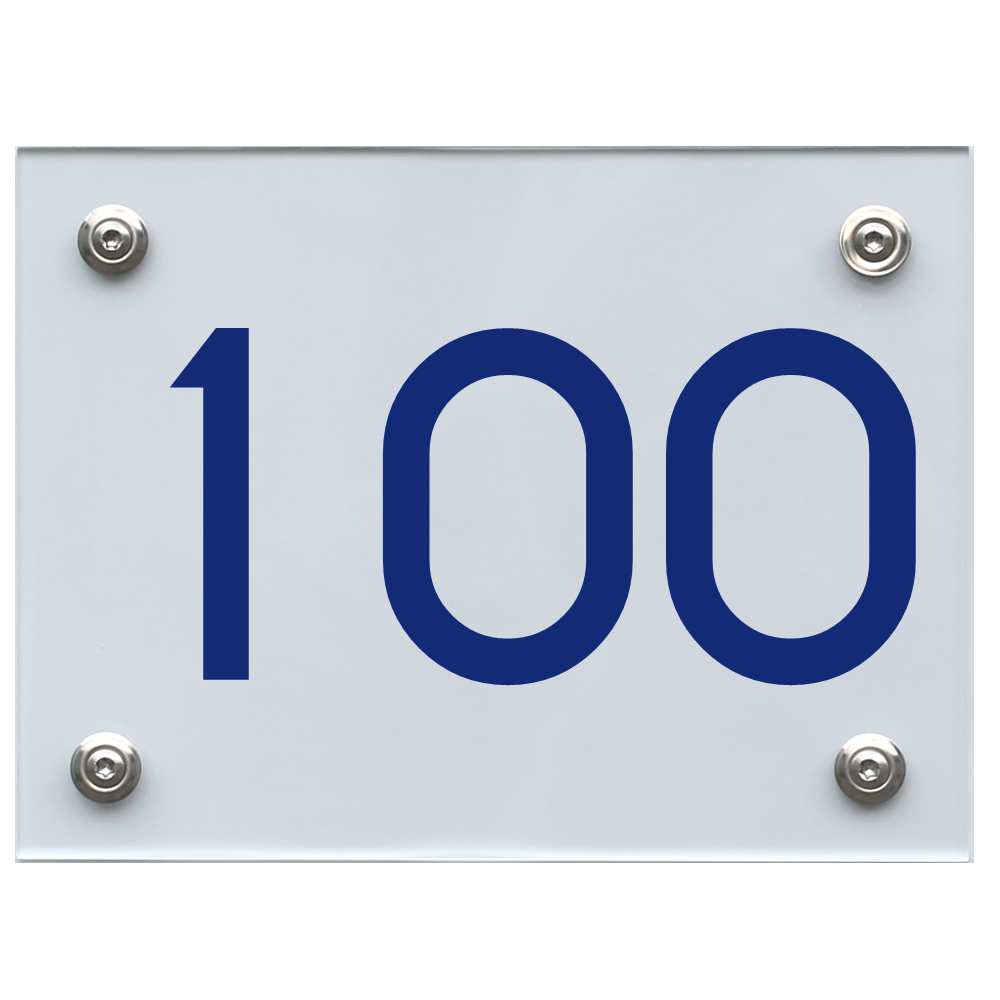 Hausnummernschild 100 blau