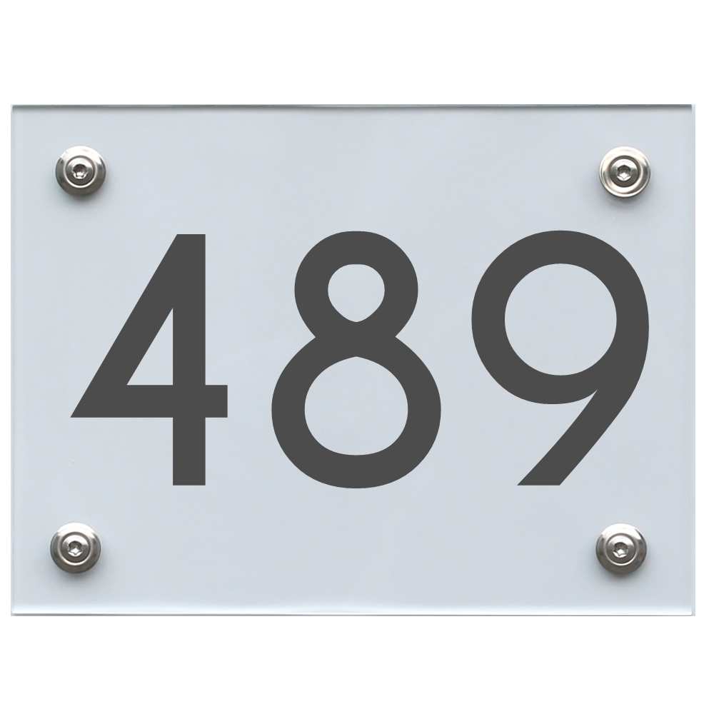 Hausnummernschild 489 dunkelgrau