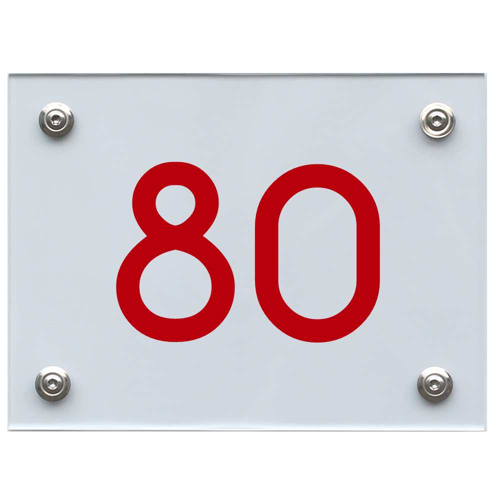 Hausnummernschild 80 rot