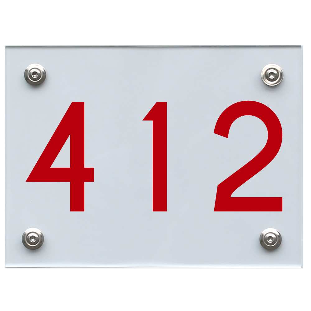 Hausnummernschild 412 rot