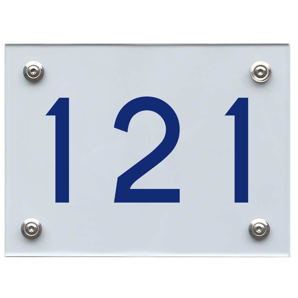 Hausnummernschild 121 blau