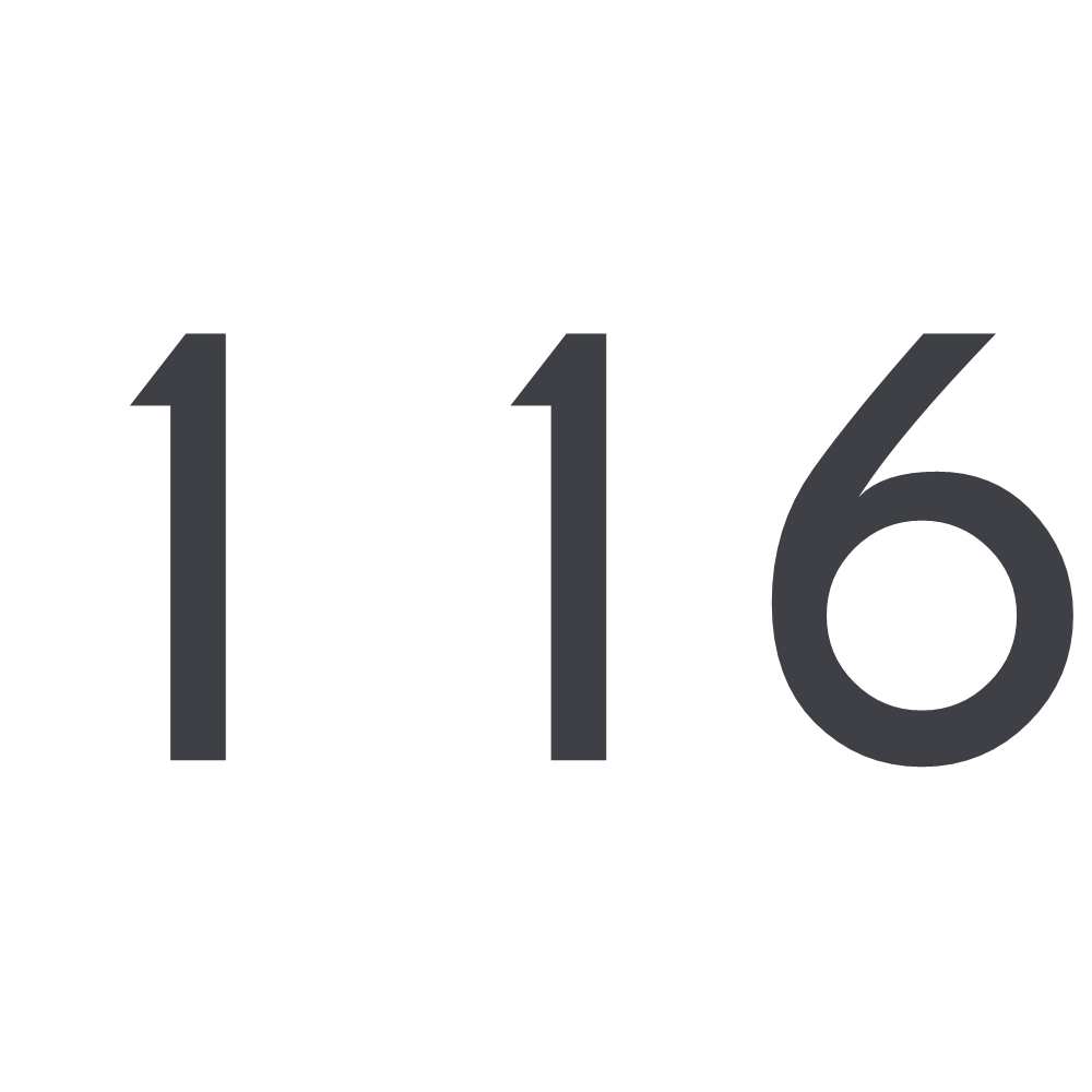 Hausnummer Aufkleber 116 dunkelgrau