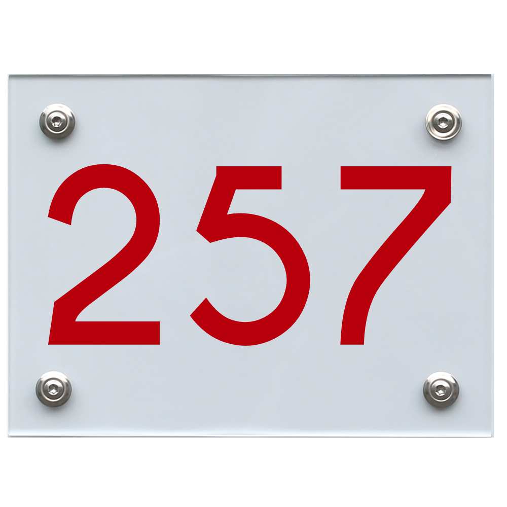 Hausnummernschild 257 rot