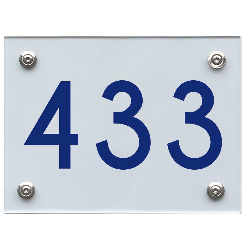 Hausnummernschild 433 blau