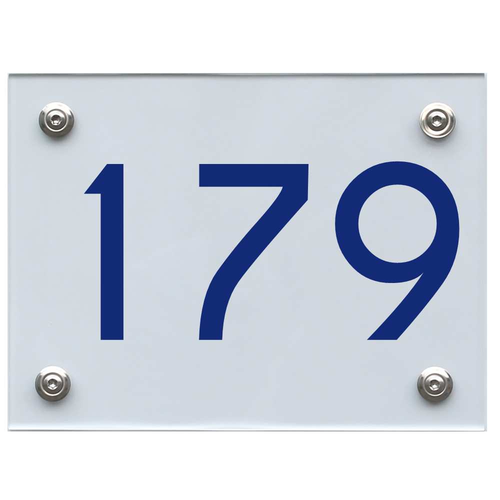 Hausnummernschild 179 blau