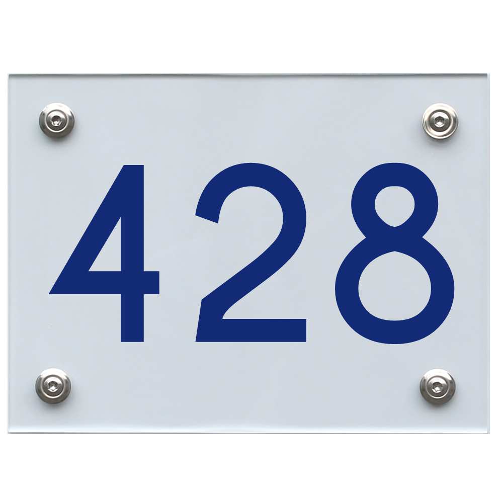 Hausnummernschild 428 blau