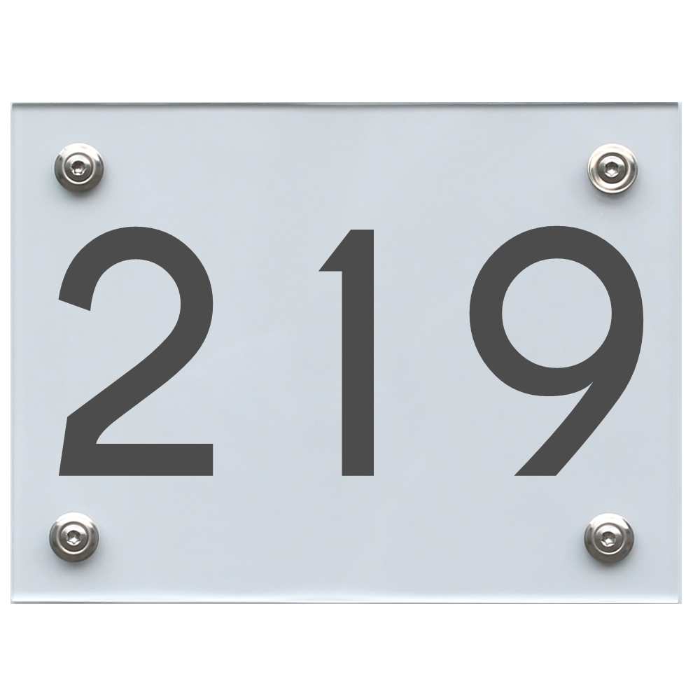 Hausnummernschild 219 dunkelgrau