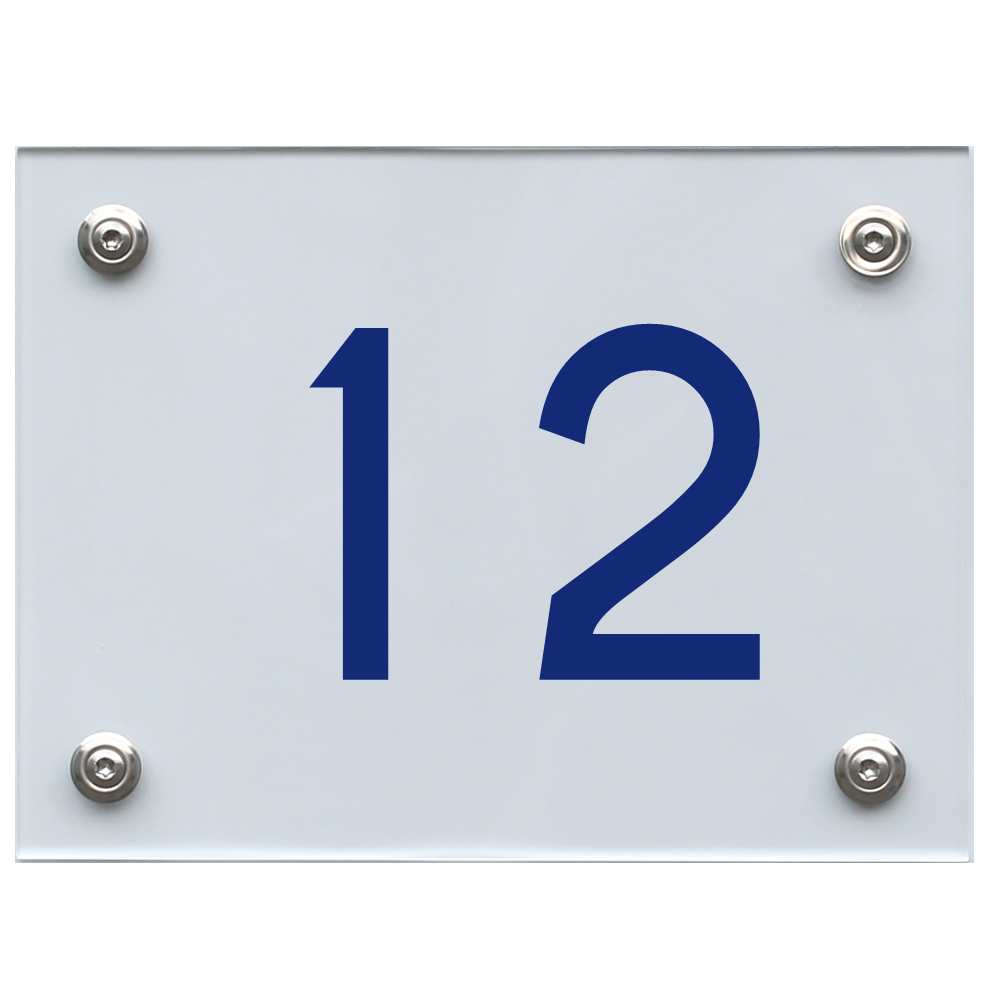 Hausnummernschild 12 blau
