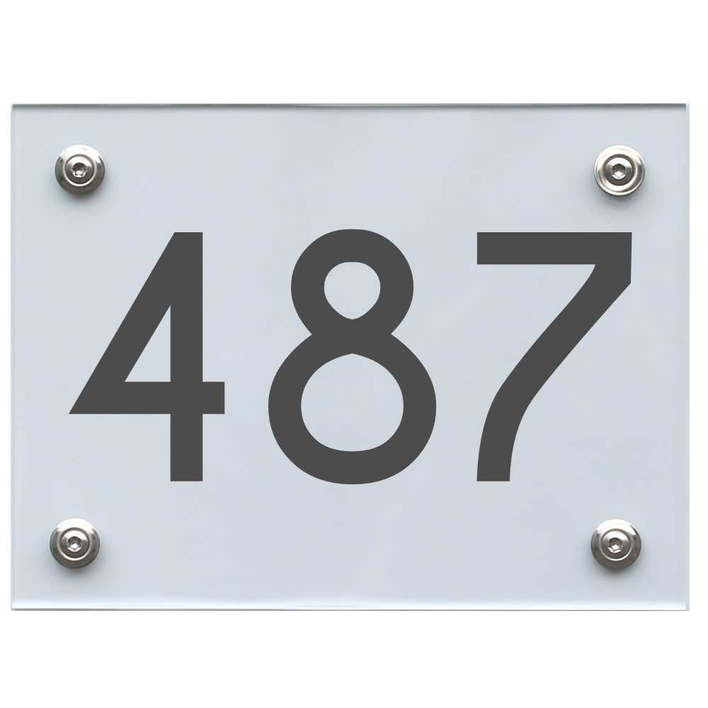 Hausnummernschild 487 dunkelgrau