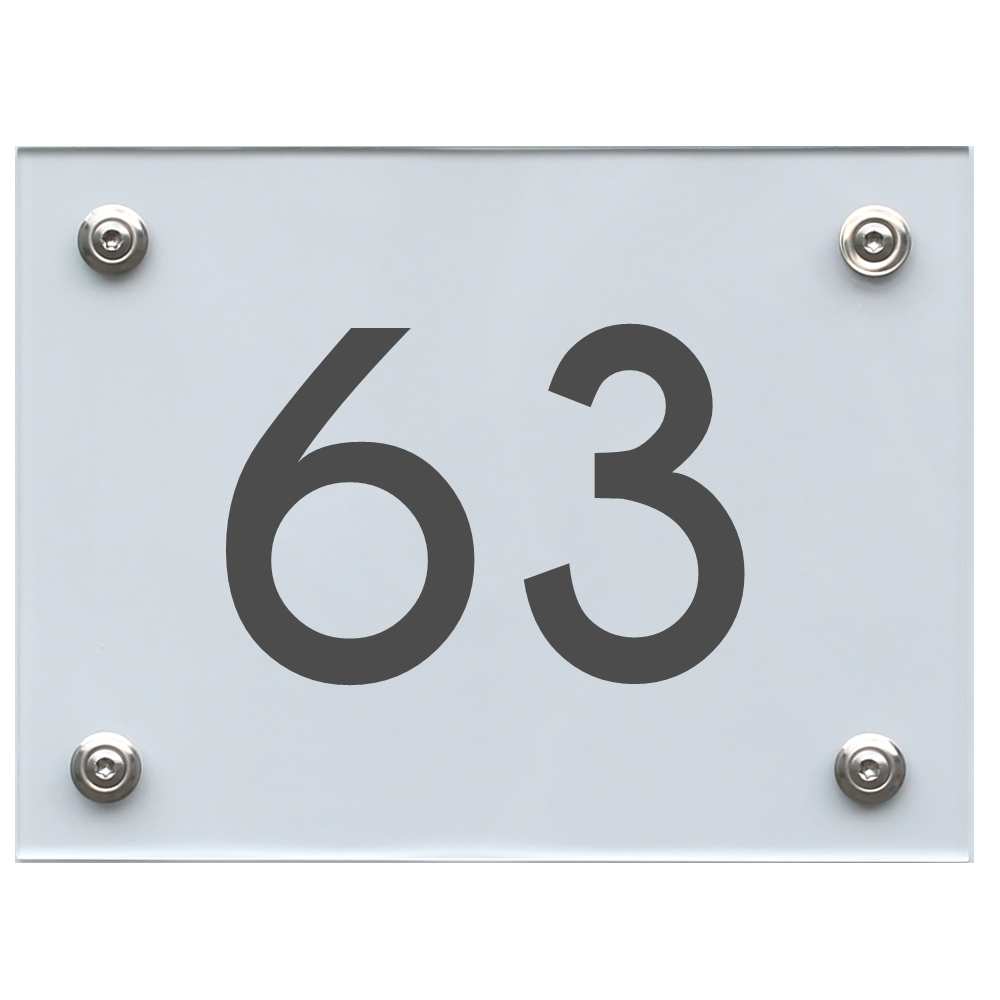 Hausnummernschild 63 dunkelgrau