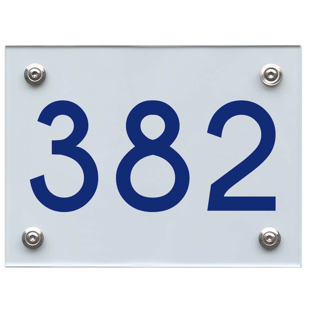 Hausnummernschild 382 blau