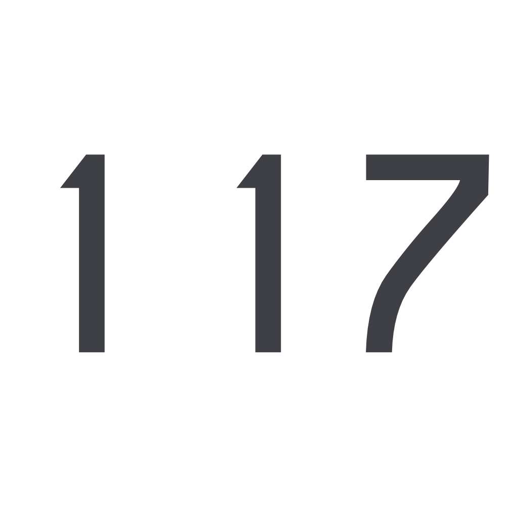 Hausnummer Aufkleber 117 dunkelgrau