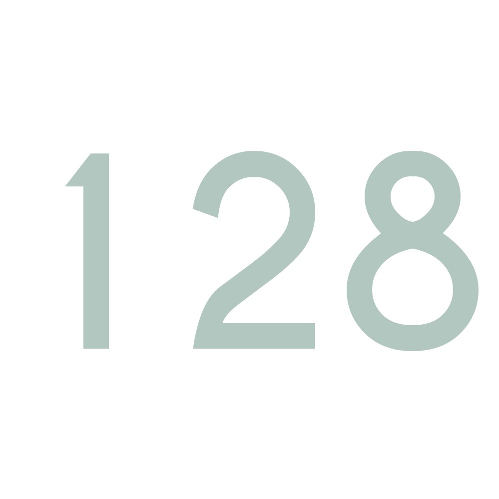 Hausnummer Aufkleber 128 hellgrau