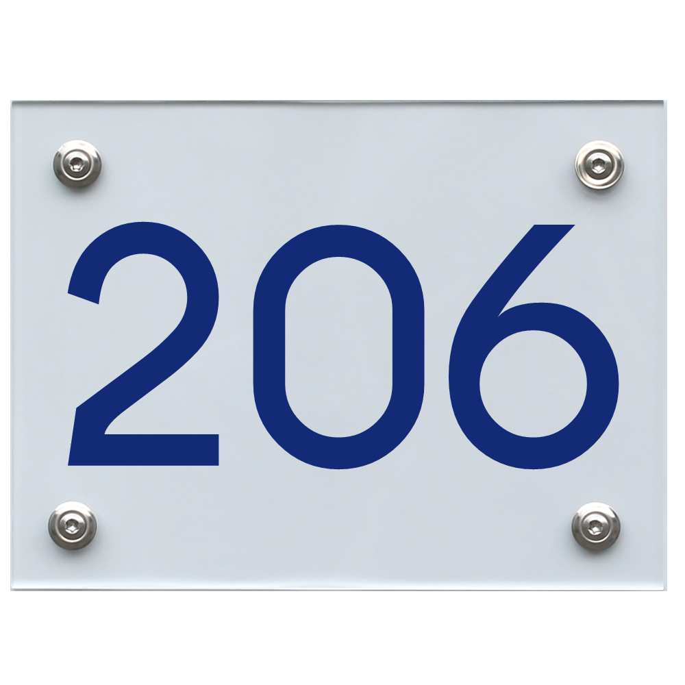 Hausnummernschild 206 blau
