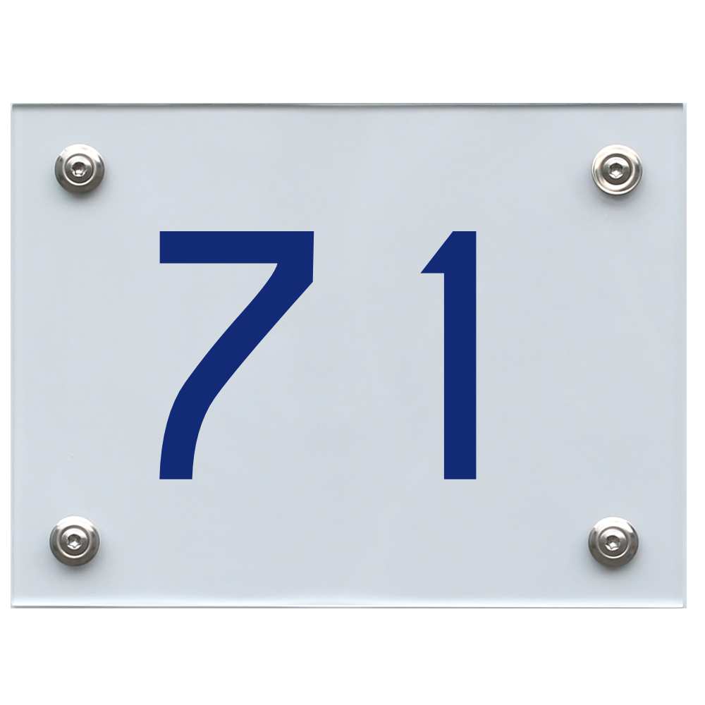 Hausnummernschild 71 blau