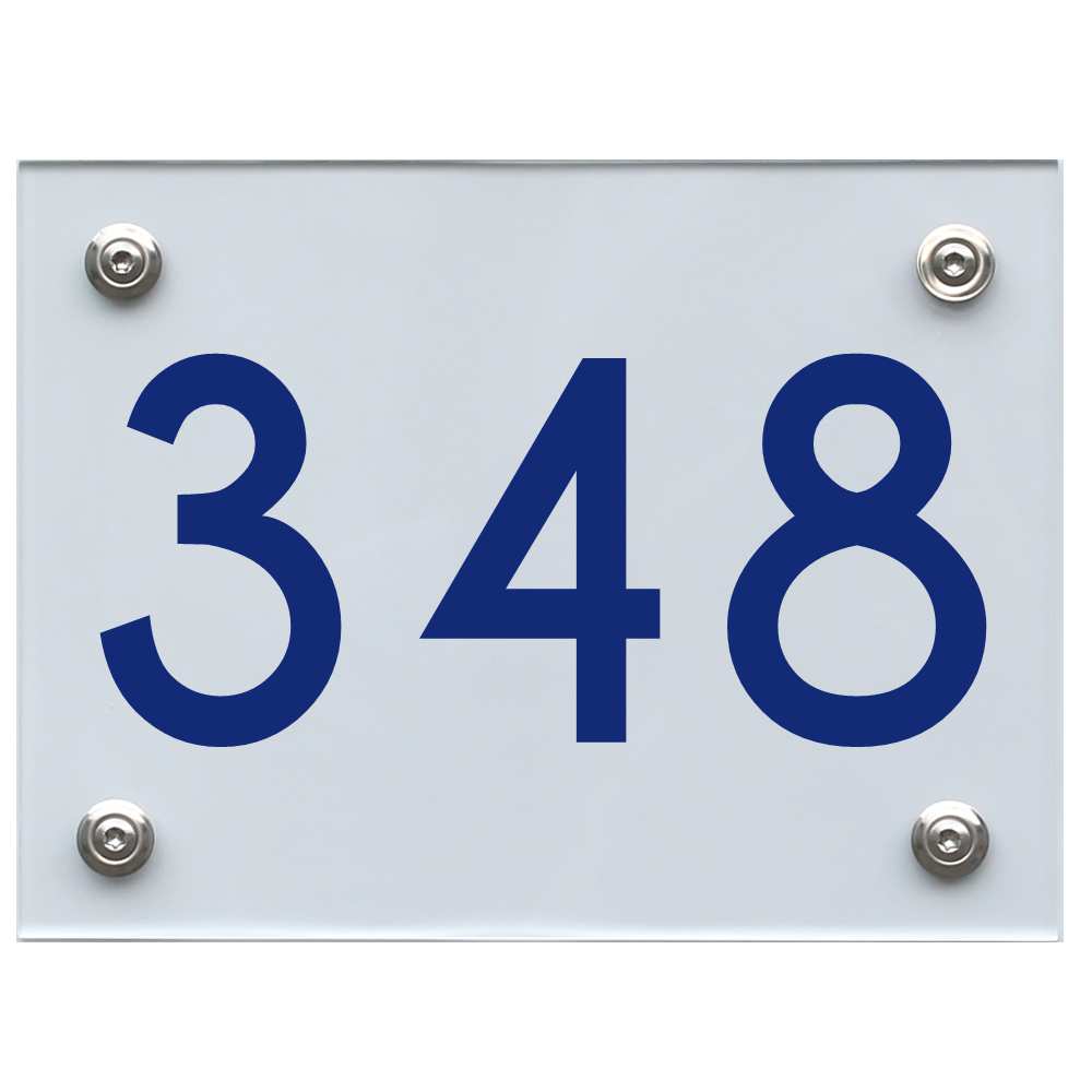 Hausnummernschild 348 blau