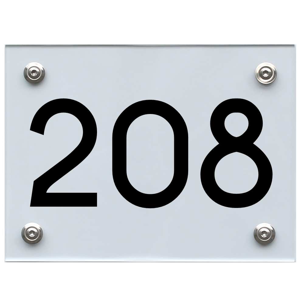 Hausnummernschild 208 schwarz
