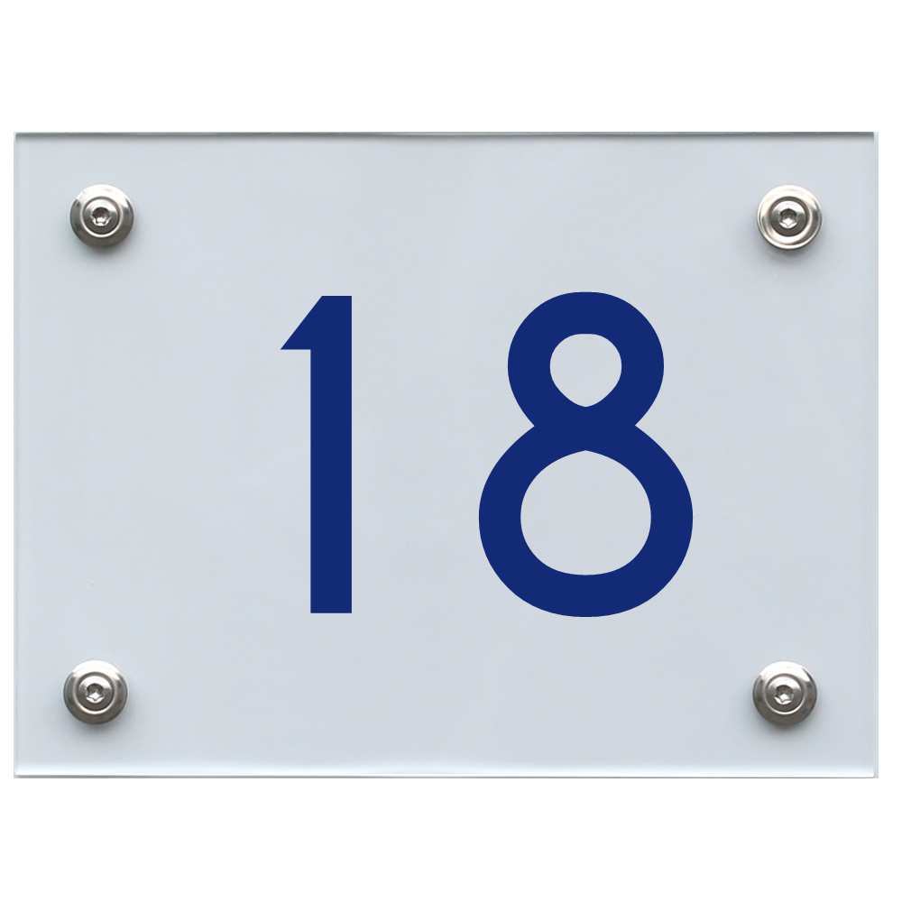 Hausnummernschild 18 blau