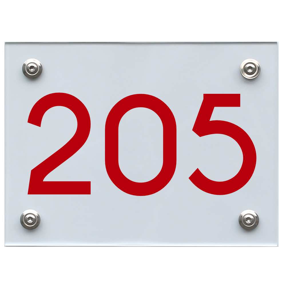 Hausnummernschild 205 rot