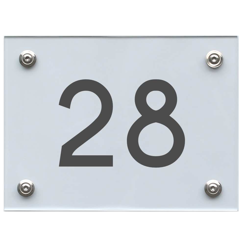 Hausnummernschild 28 dunkelgrau