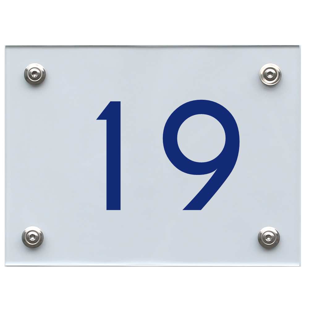 Hausnummernschild 19 blau