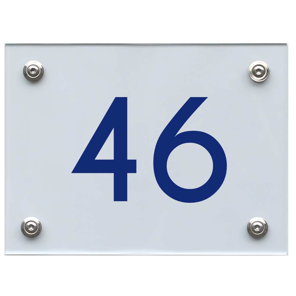 Hausnummernschild 46 blau