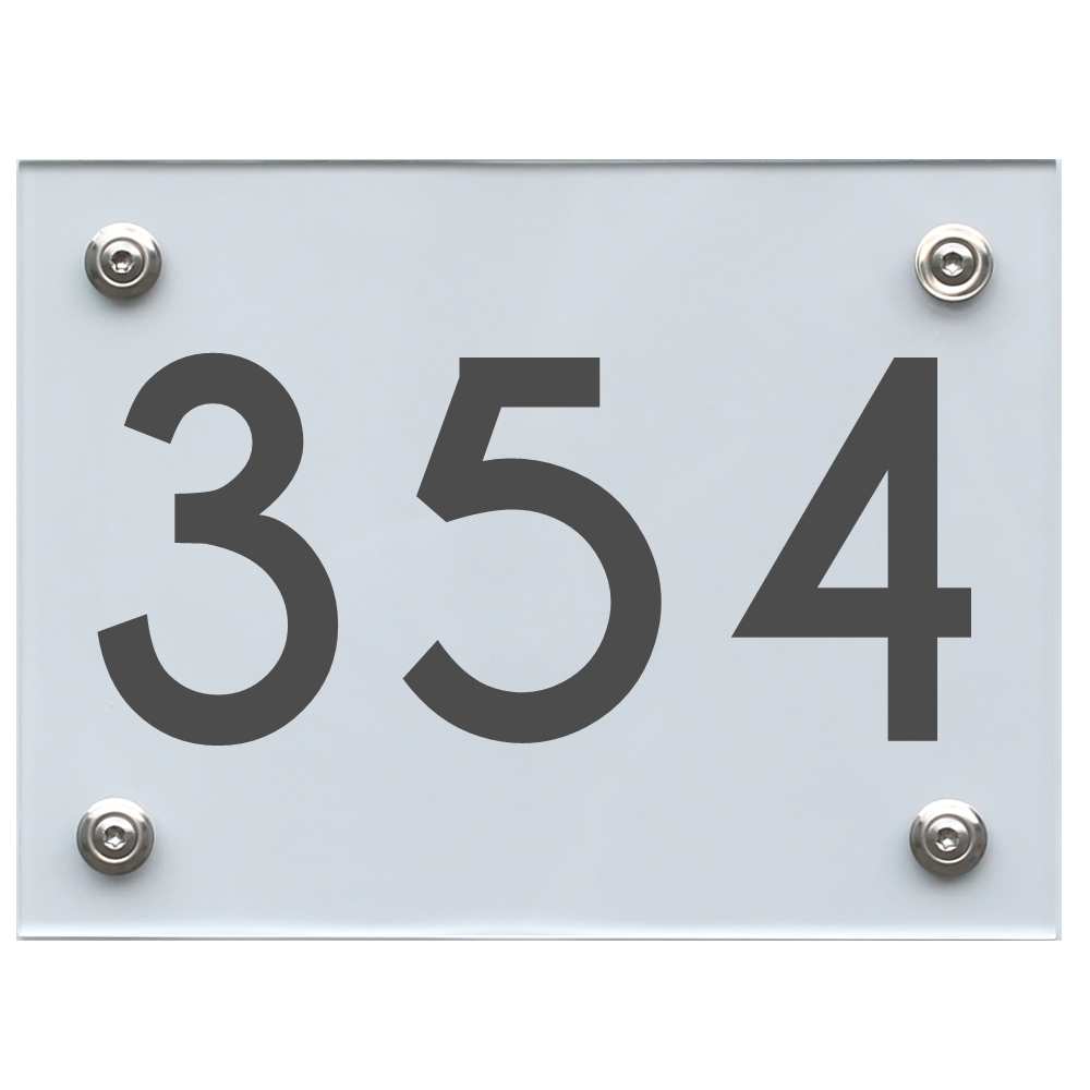 Hausnummernschild 354 dunkelgrau