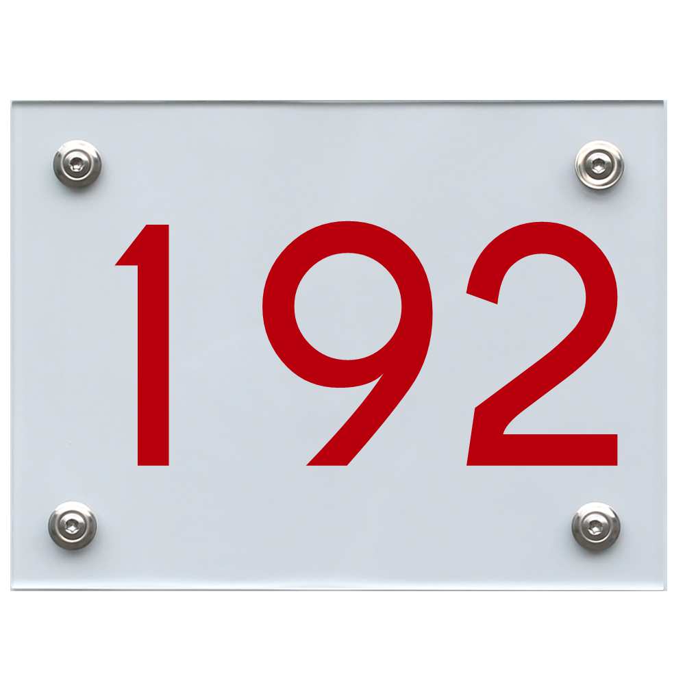 Hausnummernschild 192 rot