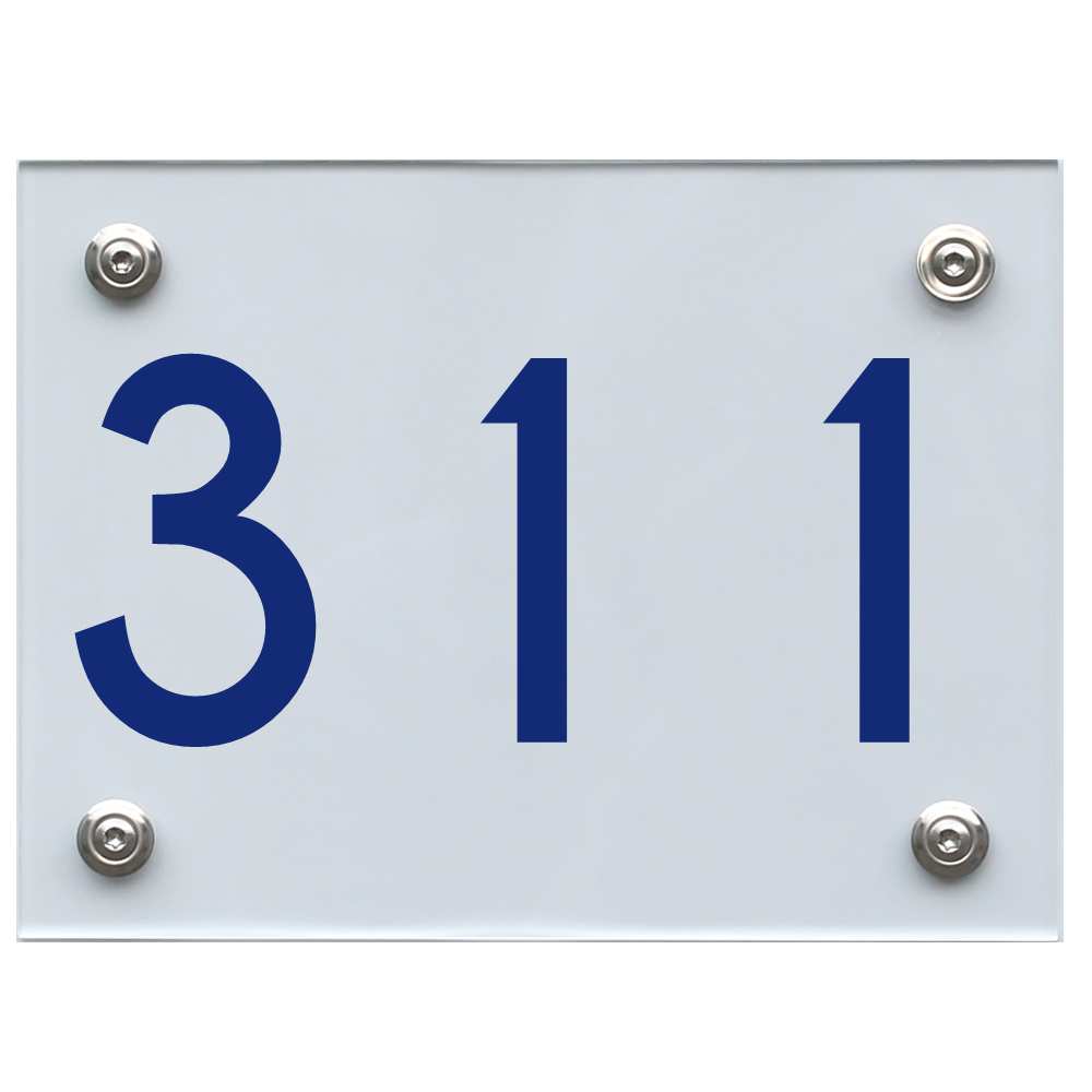 Hausnummernschild 311 blau