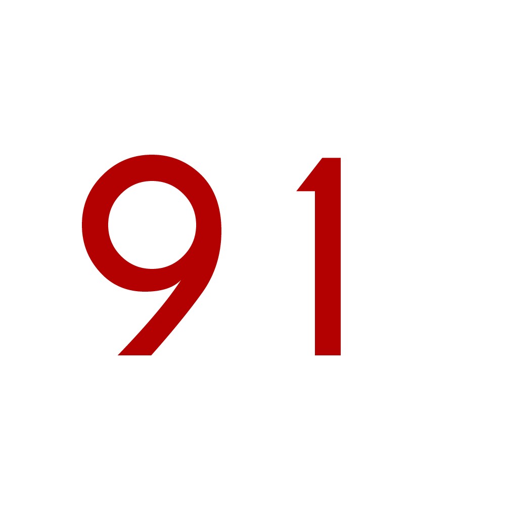 Hausnummer Aufkleber 91 rot