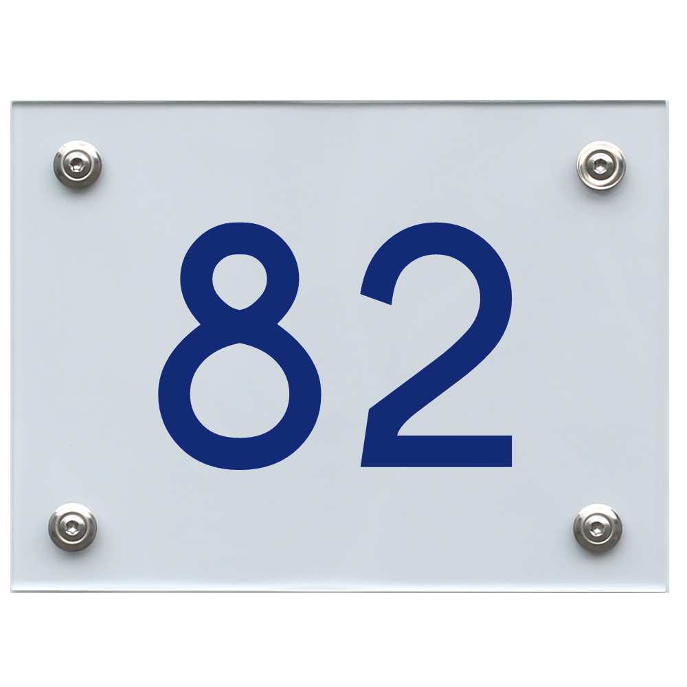 Hausnummernschild 82 blau
