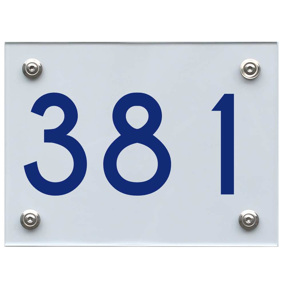 Hausnummernschild 381 blau