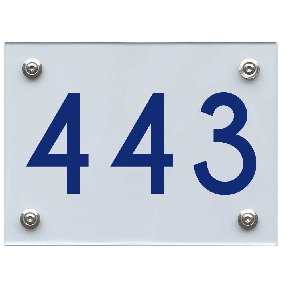 Hausnummernschild 443 blau