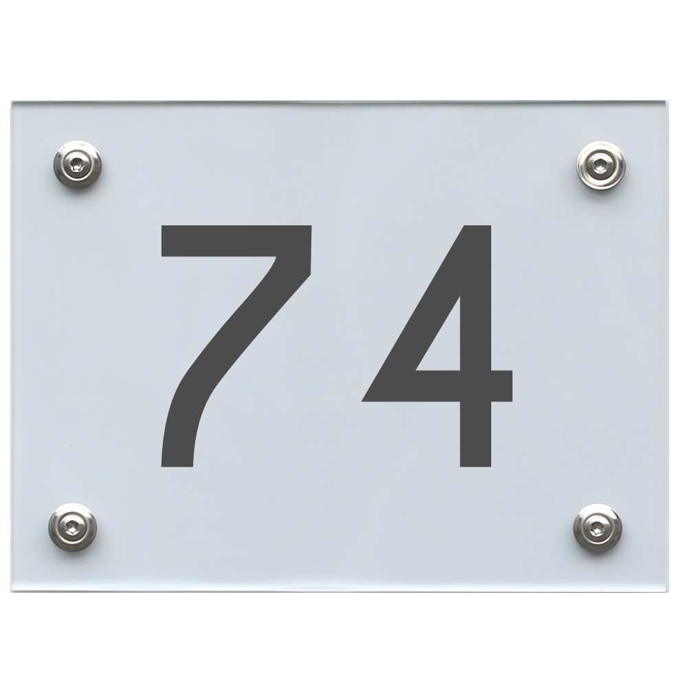 Hausnummernschild 74 dunkelgrau