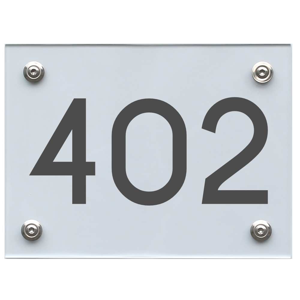 Hausnummernschild 402 dunkelgrau