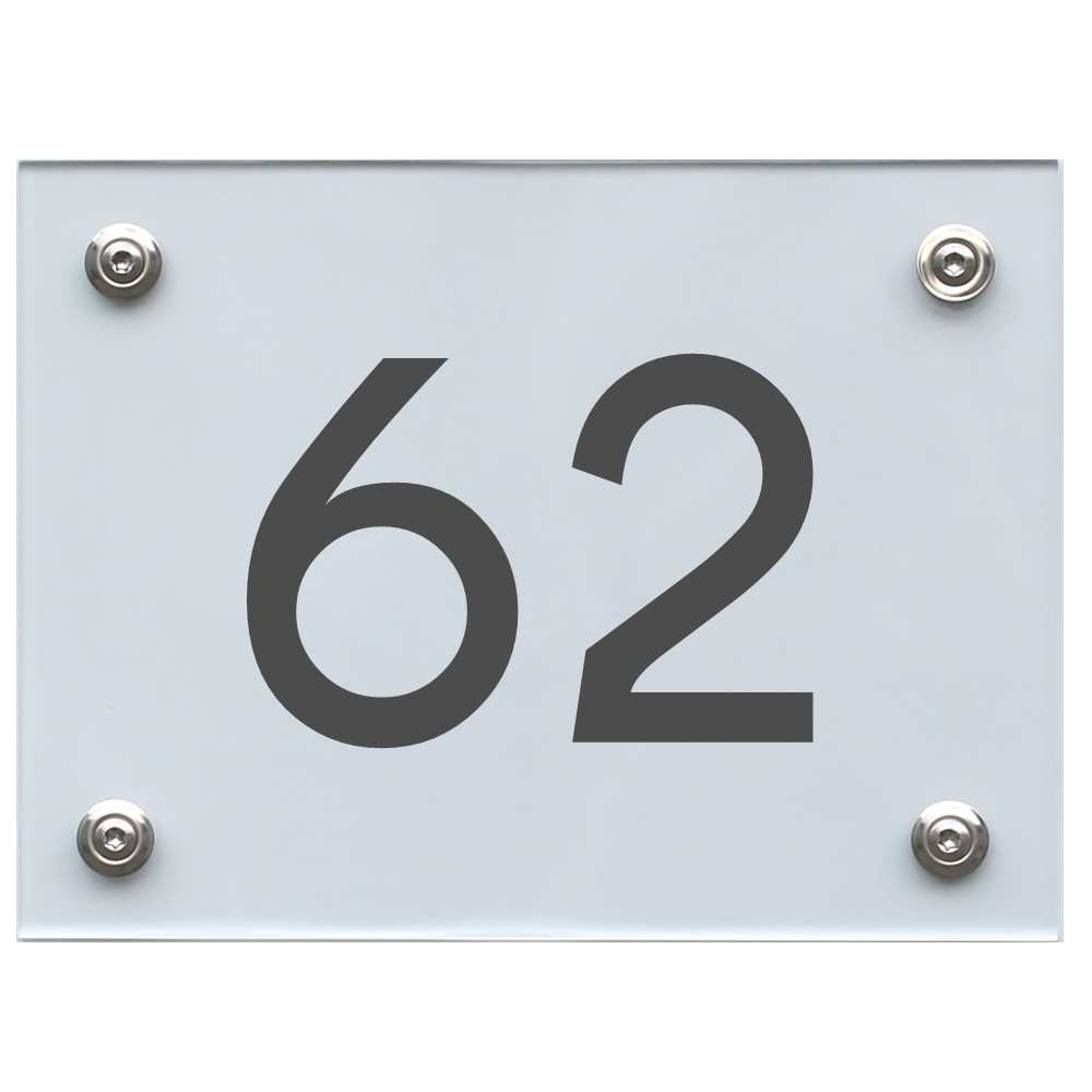 Hausnummernschild 62 dunkelgrau