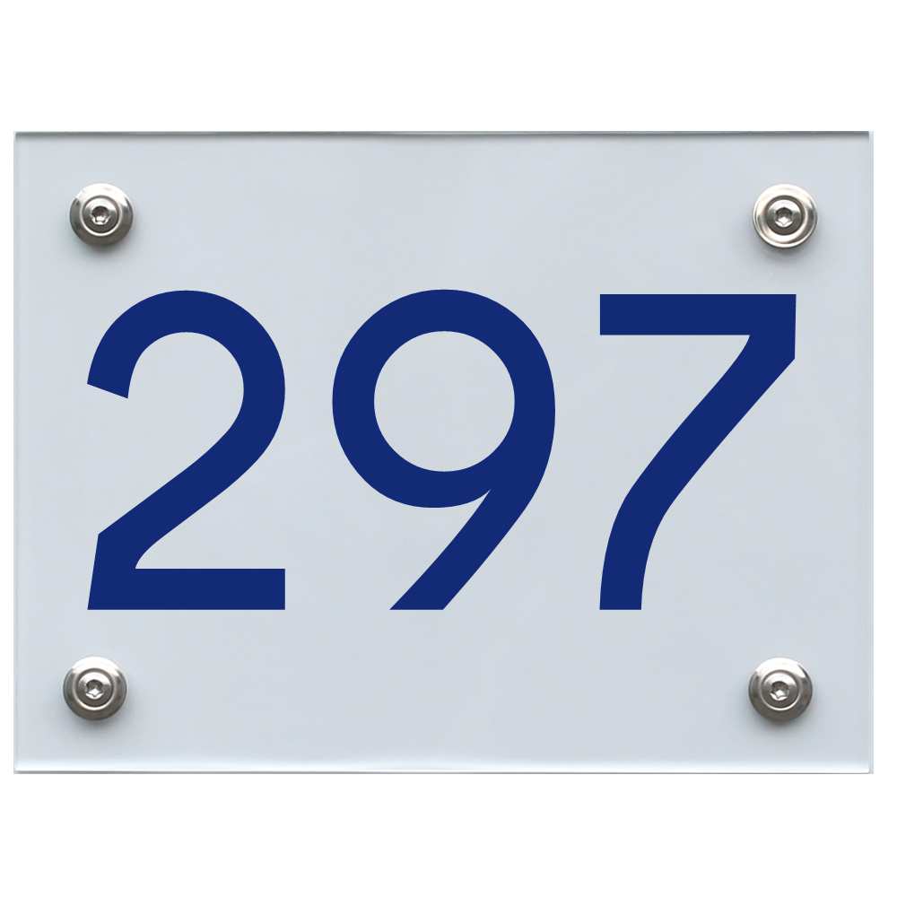 Hausnummernschild 297 blau