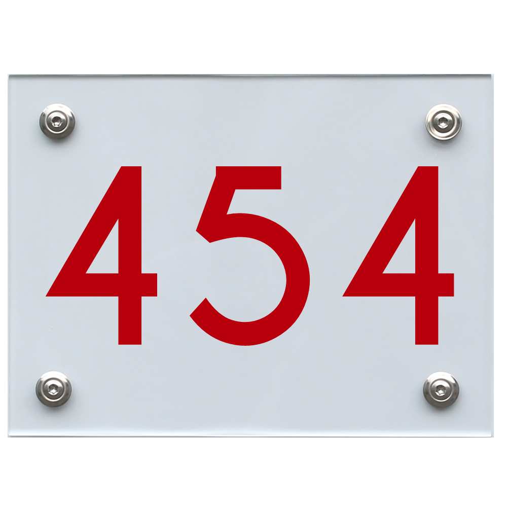 Hausnummernschild 454 rot