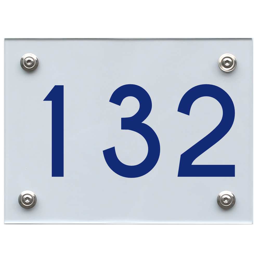 Hausnummernschild 132 blau