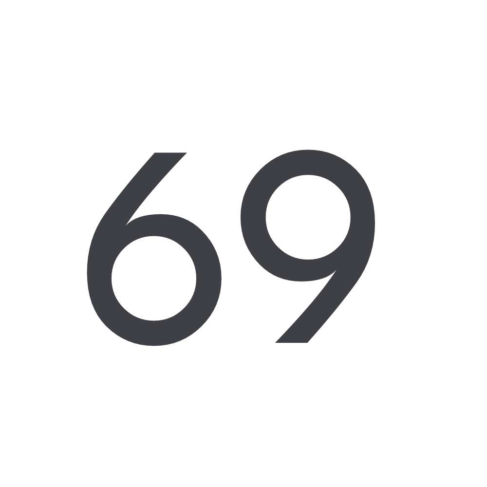 Hausnummer Aufkleber 69 dunkelgrau