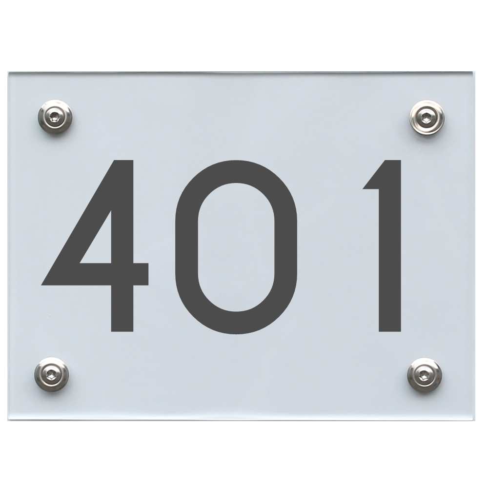 Hausnummernschild 401 dunkelgrau