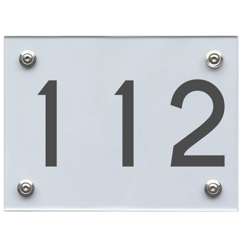 Hausnummernschild 112 dunkelgrau