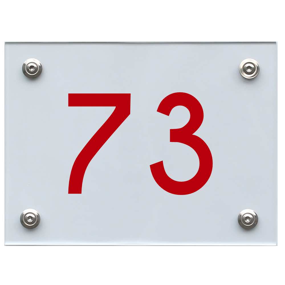 Hausnummernschild 73 rot