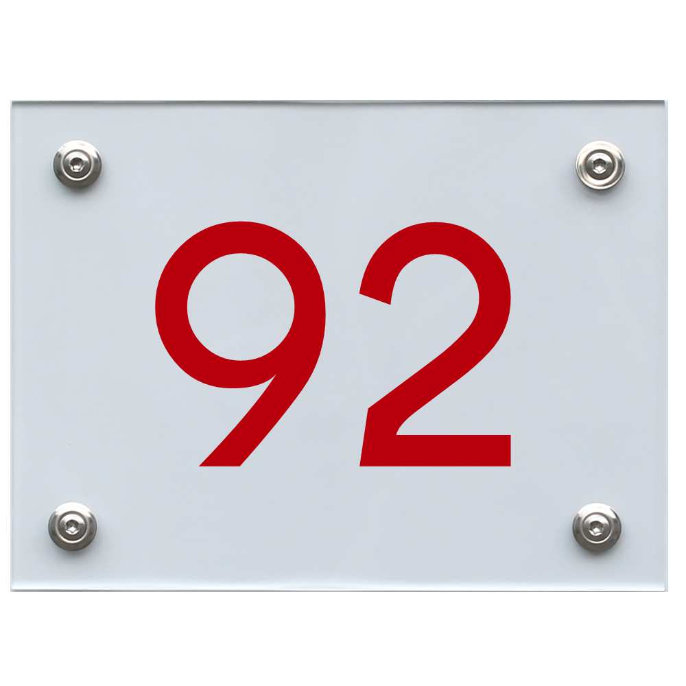 Hausnummernschild 92 rot